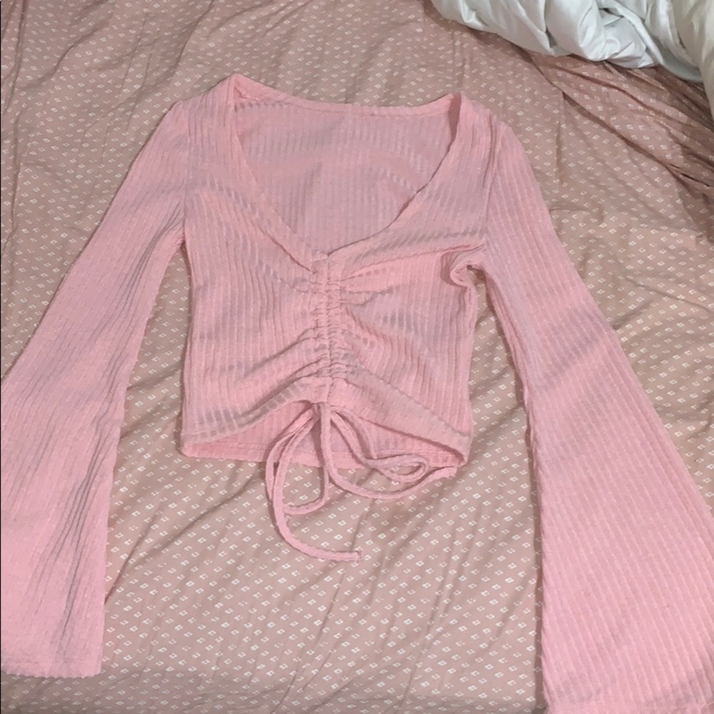 Cropped bell sleeve top
